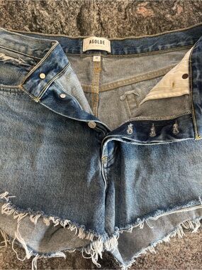 Agolde Light Wash Denim Jeans with Contrast Stitching